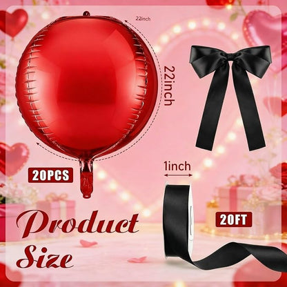 20 Pcs Metallic Red Foil Balloons Giant 22 Inch 4d Round Metallic Red Balloons - Image 2
