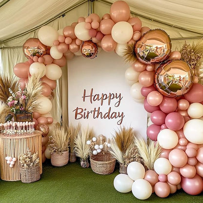RUBFAC Pink Balloons Different Sizes Dusty Rose Balloon Arch Kit 129pcs | Latex - Image 6