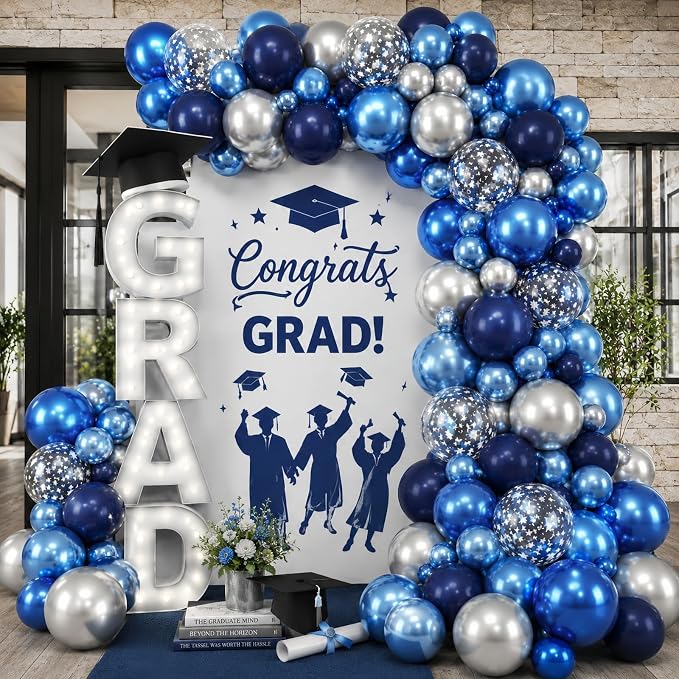 Blue and Silver Balloon Arch Kit by Froova