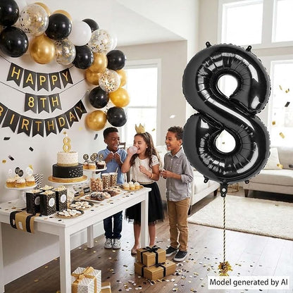 Black Number 8 Balloon 40 Inch, Foil Numeral - Image 7