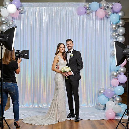 20x10ft Shimmer Silver Sequin Backdrop Curtain - Image 7