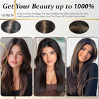 Hair Toppers for Women Real Human Hair, 360° 3D Human Hair Toppers for Women with Thinning Hair Upgrade Middle Part Clip in Bangs (Mocha Brown NEW, 14 Inch-3D-Side)