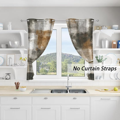 Asuexpect Abstract Kitchen Curtains 2 Panels Abstract Rust Curtain Room - Image 4