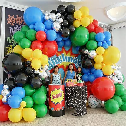 412Pcs Red Blue Yellow Green Black Balloon Arch Garland Kit, 18 12 10 5 Inch - Image 7