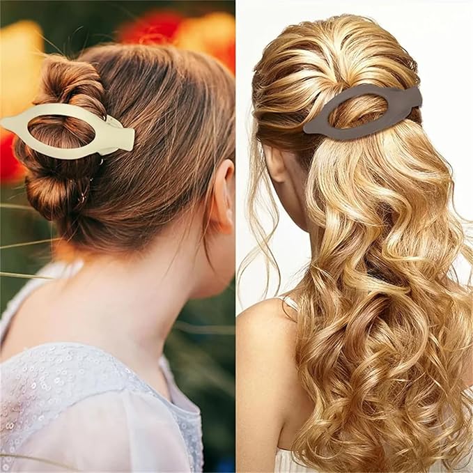 French Concord Flat Hair Clips - 7Pcs Strong Hold Jaw Claw Clips for Women Girls Thin Thick Curly Straight Hair Accessorie (7pcs Oval)