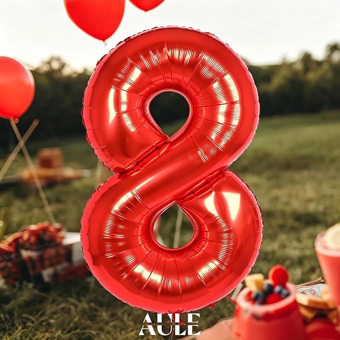 AULE 40 Inch Red 8 Balloon Number Foil 0-9 Birthday Big Numbers | Birthday - Image 2