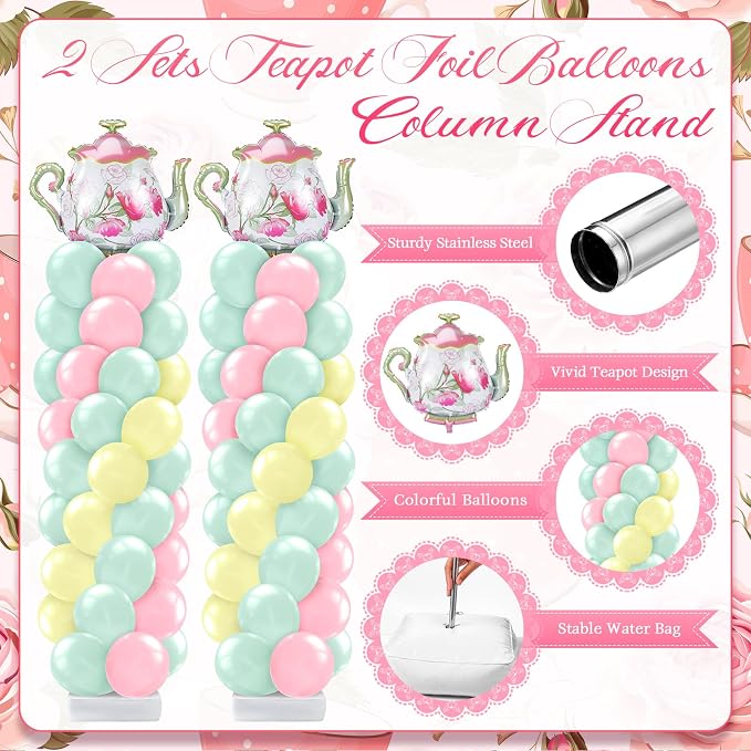 Kasyat 2 Set Tea Party Decorations Balloon Column - Image 3