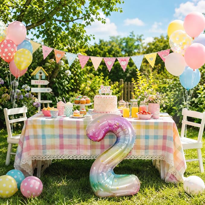 40'' 2 Balloon Number, Large Rainbow Foil Number 2 Balloons Birthday Party Decor - Image 4