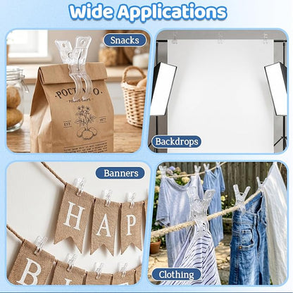 10 Pack Clear Spring Clamps, 3.5 Inch Plastic Balloon Arch Clips | Invisible - Image 7