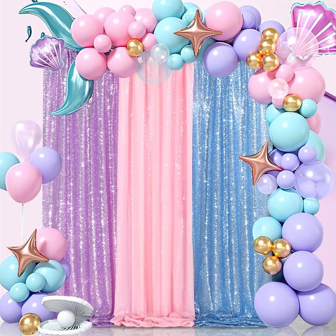 Lavender Sequin Backdrop Drapes 4 Panels 2FTx8FT Glitter Backdrop Curtains | - Image 6