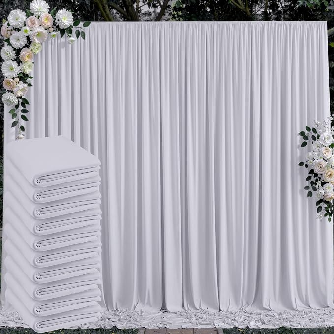 50 ft x 10 ft Wrinkle Free Silver Backdrop Curtain by Outpain