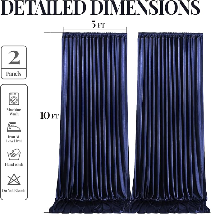 10x10 ft Navy Blue Glitter Backdrop Curtain - Image 9