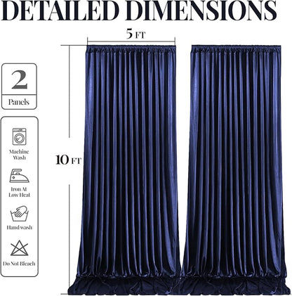 10x10 ft Navy Blue Glitter Backdrop Curtain - Image 9