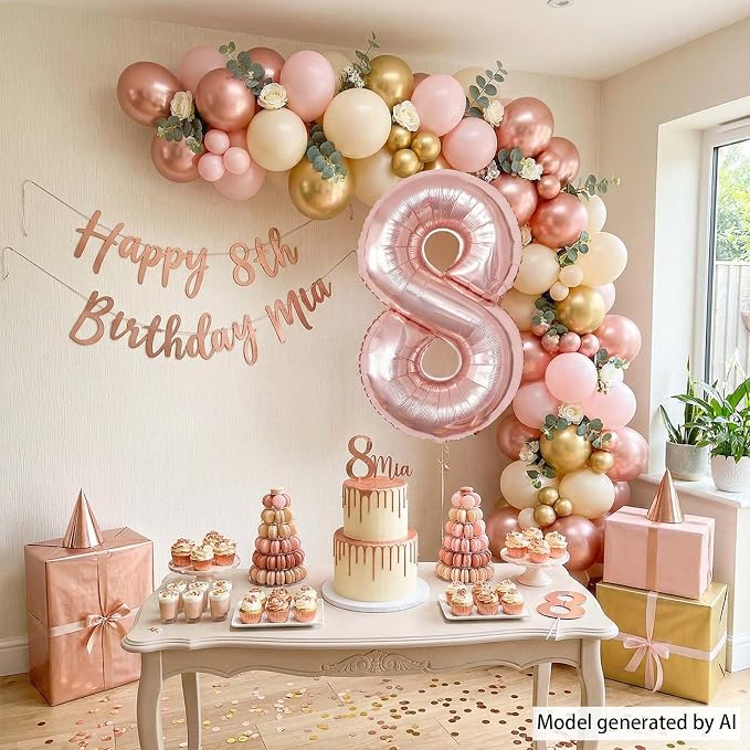 Rose Gold Number 8 Balloon 40 Inch, Blush Foil - Image 6