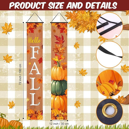 Preboun 12 Pairs Seasonal Door Banner Decorations Set Summer Fall Welcome - Image 2