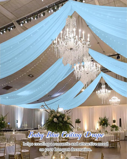 6 Panels Baby Blue Ceiling Drapes - Image 8