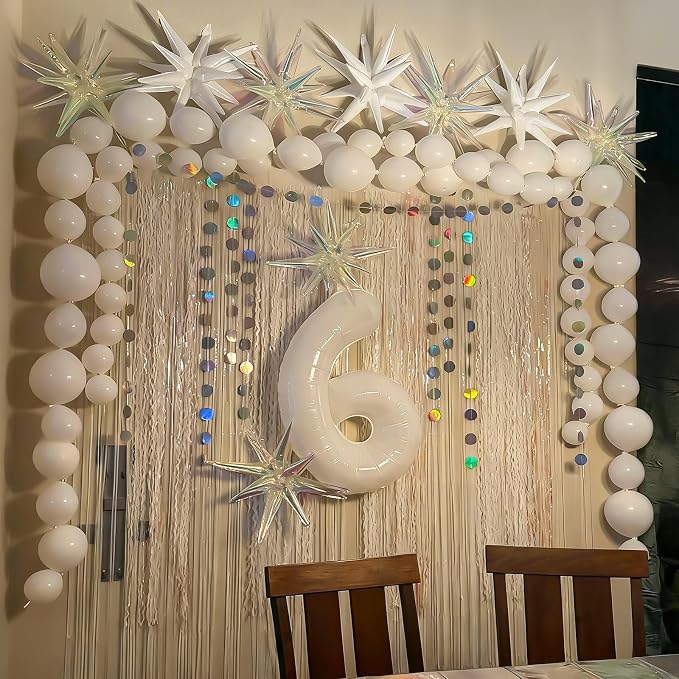 9Pcs Iridescent Star Balloons, Mylar Spike Balloon - Image 7