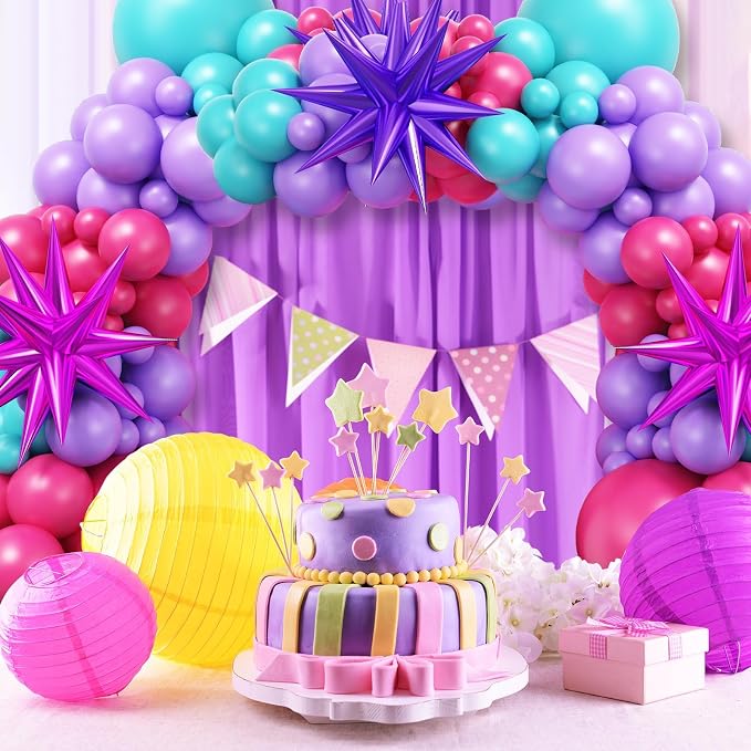 Hot Pink and Teal Blue Balloon Arch Garland Kit - Image 4