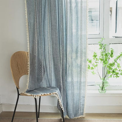 Sutuo Home Boho Curtains Striped Embroidery - Image 9