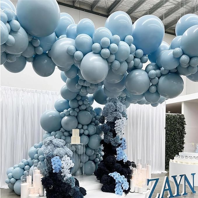 412pcs Dusty Blue Balloons Different Sizes 18 12 10 5 Inch, Slate Blue Boho - Image 5