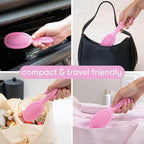 FRAMAR Mini Hair Brush Detangler – Mini Brush For Hair, Small Travel Hair Brush For Women, Travel Hairbrush Detangler, Compact For Travel, Reduces Breakage, For All Hair Types – Matte Pink