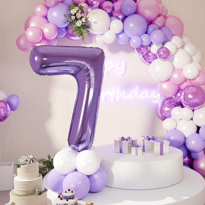 RainbowQ Purple 7 Balloon Number 40 Inch 0-40 Foil Large Balloons | Big Mylar 7 - Image 7