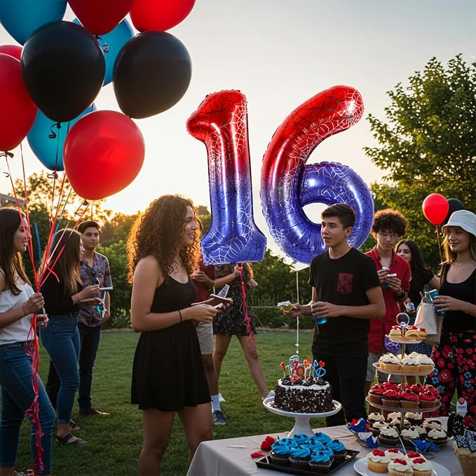 40 Inch Red Blue Number 6 Balloon - Image 4