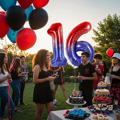 40 Inch Red Blue Number 6 Balloon - Image 4