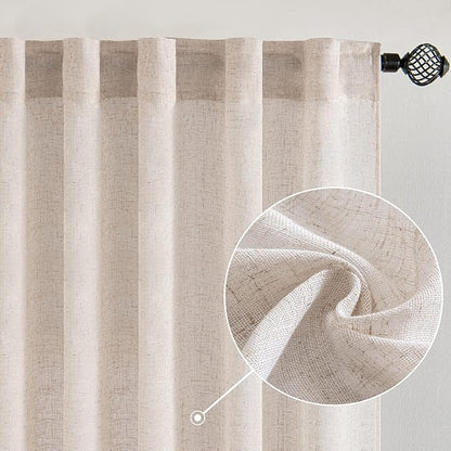 MIULEE Natural White Linen Curtains 52x108 Inch by MIULEE