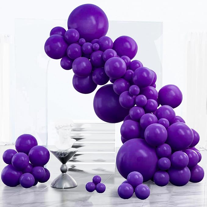PartyWoo Dark Purple Balloons 123pcs Royal Purple Color 18 12 10 5 Inch | 18 12 by PartyWoo