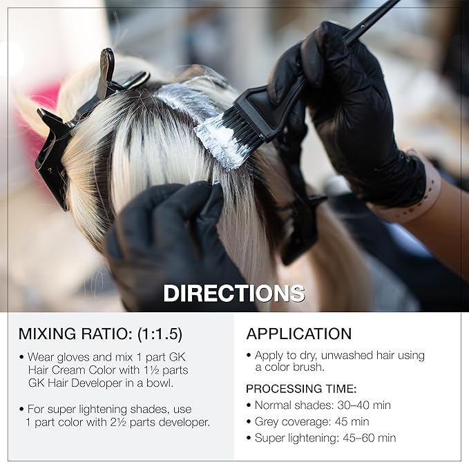 GK HAIR Global Keratin SuperLighteners 900 Natural Hair Color Cream Tube (3.4 Fl Oz/100ml) + 20 Volume Developer (5 Fl Oz/150ml) - Professional Permanent Long Lasting Toner Dye