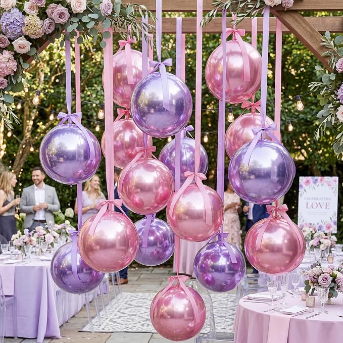 Jenaai 30 Set Round Foil Balloons Bulk 22 Inch 4d Metallic Giant Balloons Set - Image 5