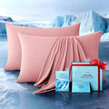 Ultra-Chill Cooling Pillowcase Set of 2 for Hot Sleepers, Softer Than Silk Pillow Cases for Protecting Hair & Skin, Breathable Bed Pillow Covers w/Zipper, Gifts for Women & Men (Pink, Standard)