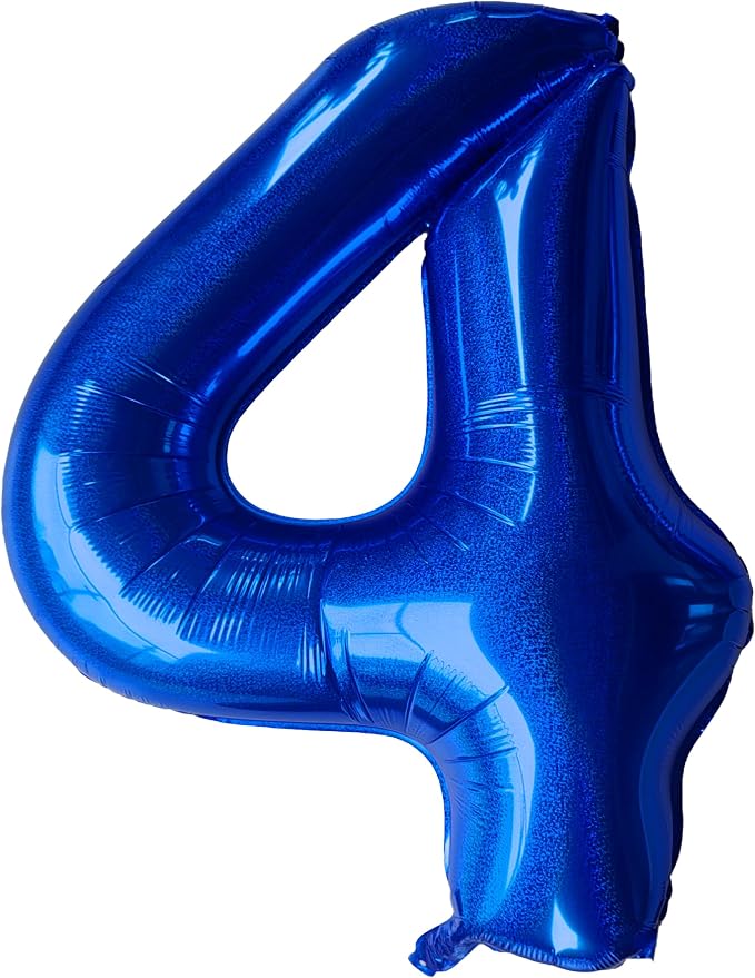 Jonhamwelbor 40 Inch Laser Blue 4 Balloon Number Foil Mylar Giant Balloon by Jonhamwelbor
