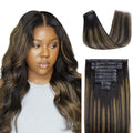 Lashey Seamless Clip in Hair Extensions Human Hair 150g 9pcs Straight Natural Black Mixed Chestnut Brown 20 Inch Clip ins with Soft PU Weft Invisi Edge Hair