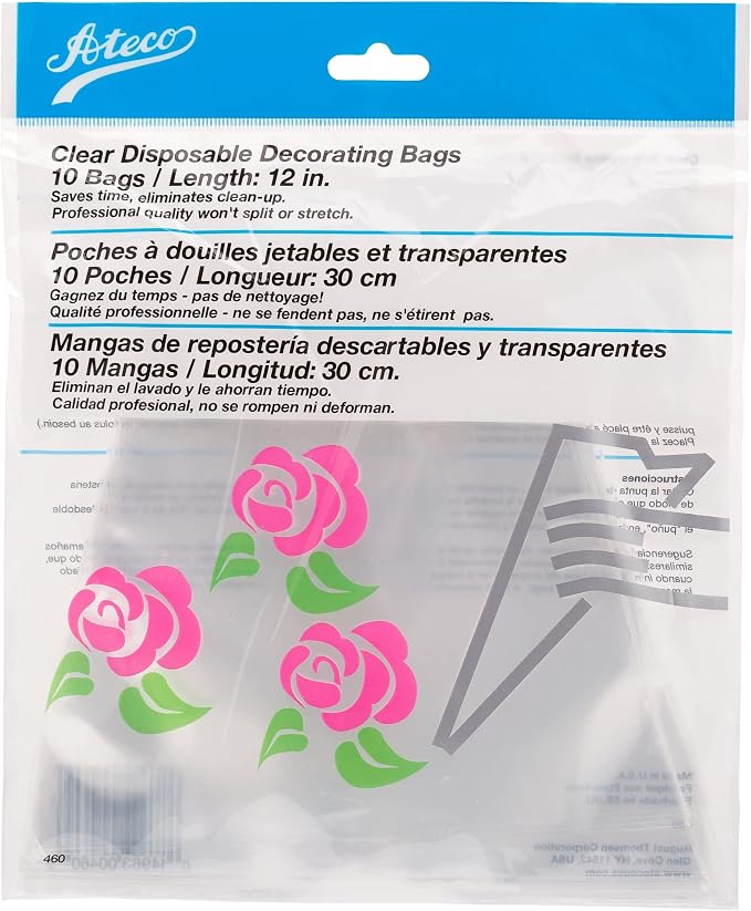 Ateco Clear Disposable Decorating Bags, Extra Strong, Made in USA by Ateco