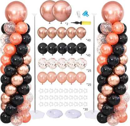 Rose Gold and Black Balloon Column Stand Kit Set of 2 by ZyloonDecoration