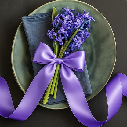 1 1/2In 30Yards Violet Ribbon for Gift Wrapping Birthday Graduate DIY Craft | - Image 4