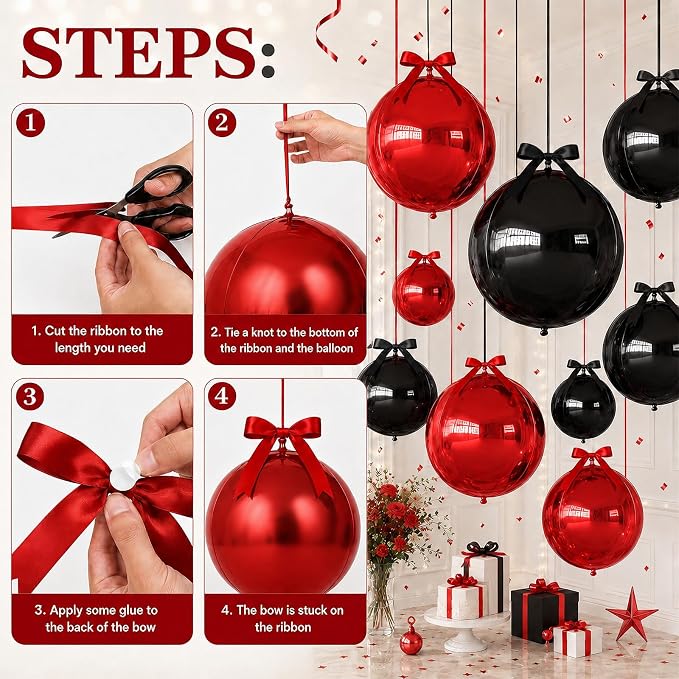 Black Red Round Foil Balloons - Image 7