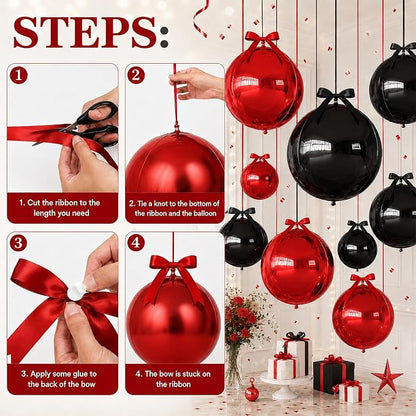Black Red Round Foil Balloons - Image 7
