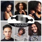 SIMPOR 2 Pcs Hair Pick Comb Wide Tooth Lift for Hair Styling Detangling Plastic Afro Comb for Women Men