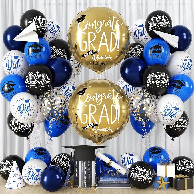 HILAVO Blue and Black Graduation Balloons 2026 Graduation Decoration 18 In Grad by HILAVO