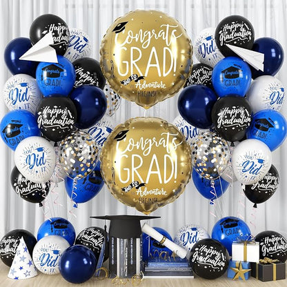 HILAVO Blue and Black Graduation Balloons 2026 Graduation Decoration 18 In Grad by HILAVO