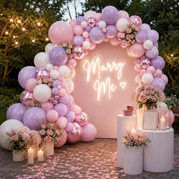 Pink and Purple Balloons, 12 Inch Pastel Light Pink Lavender White Balloons - Image 5