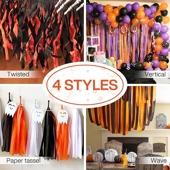 PartyWoo Orange Crepe Paper Streamers 6pcs 492 FT Orange Streamers | - Image 6