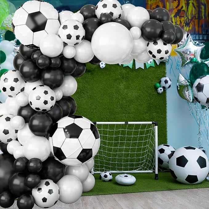 Soccer Balloon Garland Arch Kit, 22 18 12 10 5 Inch Black White Football Print - Image 7