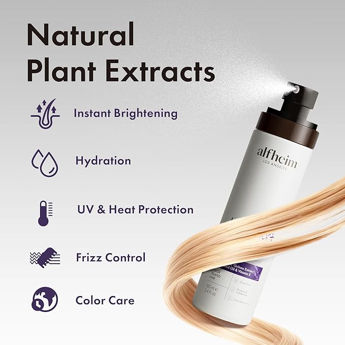ALFHEIM Lavender+ Purple Leave-In Spray for Blonde, Silver & Color-Treated Hair – Anti-Brass Toning, Detangling & Heat Protection – with Quinoa Extract & Vitamin E – Sulfate Free – 5.4 oz / 160 ml