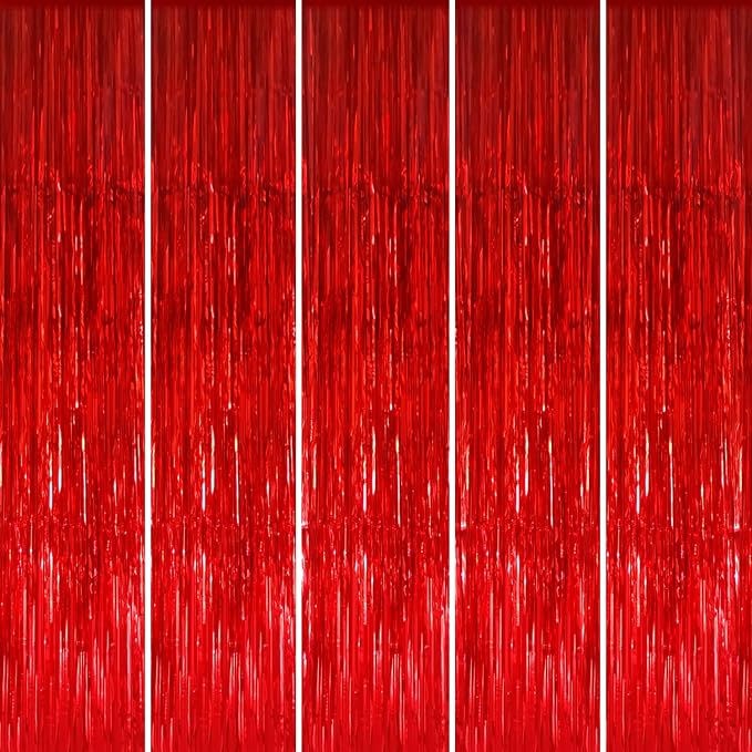 GOER 3.2 ft x 9.8 ft Metallic Tinsel Foil Fringe Curtains Party Photo Backdrop by GOER
