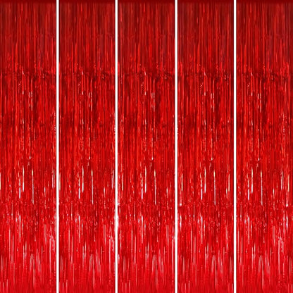 GOER 3.2 ft x 9.8 ft Metallic Tinsel Foil Fringe Curtains Party Photo Backdrop by GOER
