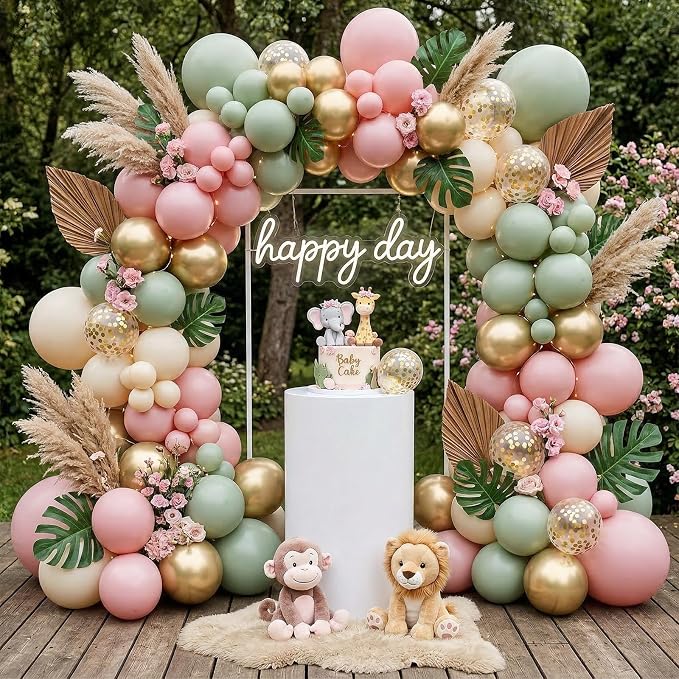 Biapian Sage Green Pink Balloons, 12 Inch Pink and Green Balloons - Image 7